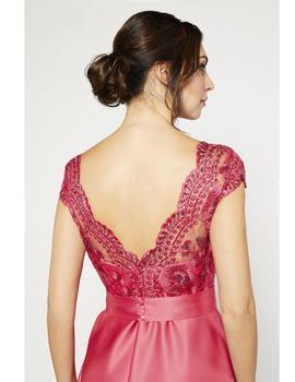 Vestido JUAN MARCOS asimétrico encaje rosado