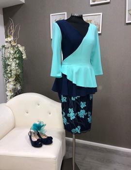 Vestido Moncho Heredia marino peplum