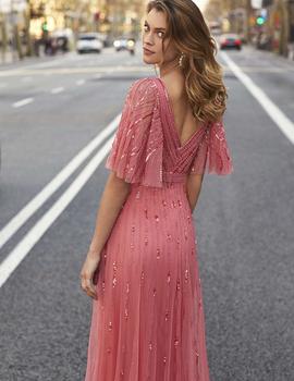 Vestido MARFIL pedreria coral