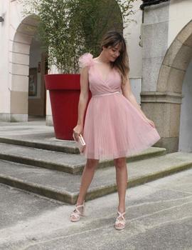 VESTIDO LARA TUL ROSA PALO