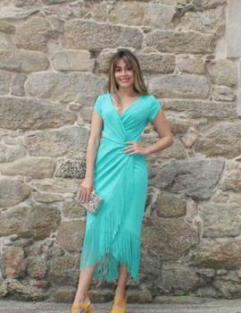 VESTIDO FLECOS MANGA CORTA VERDE