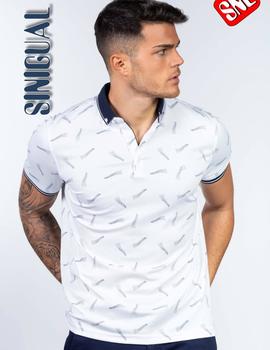 Polo SINIGUAL12356 blanco dibujos para hombre