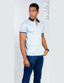 Polo SINIGUAL12356 celeste dibujos para hombre