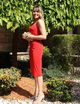 VESTIDO MIDI NUDE ROJO