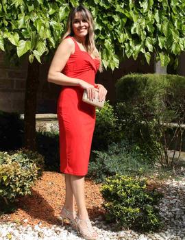 VESTIDO MIDI NUDE ROJO