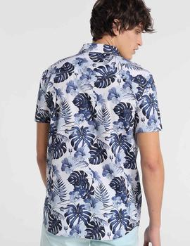 Camisa SIX VALVES Tropical flores azules para hombre