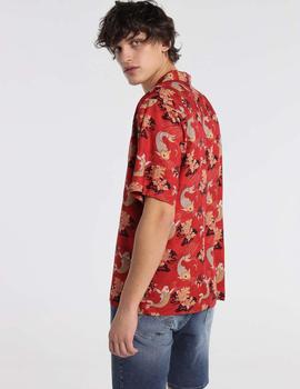 Camisa  manga corta SIX VALVES Polera roja dibujos