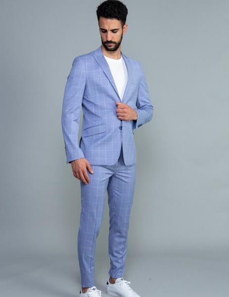 Traje LINO CLEMENTE celeste cuadros para hombre