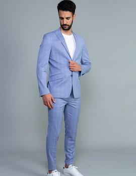 Traje LINO CLEMENTE celeste cuadros Slim Fit para hombre