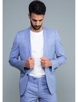 Traje LINO CLEMENTE celeste cuadros Slim Fit para hombre