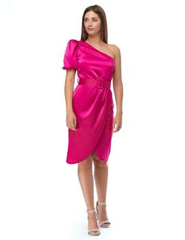 VESTIDO CORTO ASIMÉTRICO FUCSIA