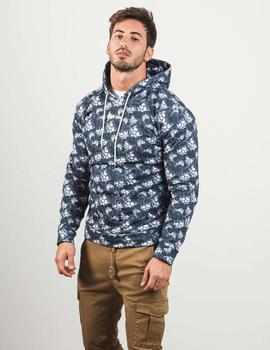 Sudadera YELLOW SKIN marina estampado calaveras para hombre