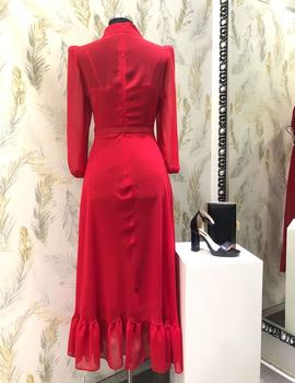 VESTIDO CAMISERO ARGGIDO GASA ROJO