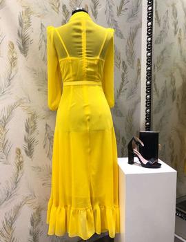 VESTIDO CAMISERO ARGGIDO GASA AMARILLO