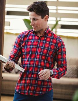 Camisa cuadros CARLOS CÓRDOBA 52434 roja para hombre