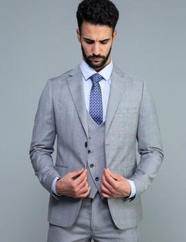 Traje con chaleco LINO CLEMENTE Chacal gris cuadros