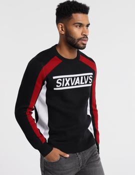 Jersey SIX VALVES Intarsia negro para hombre