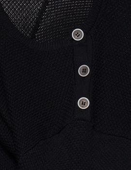 Jersey BLEND negro botones cuello para hombre.