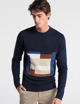 Jersey  BENDORFF intarsia marino para hombre.