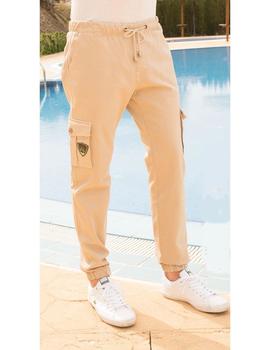 Pantalón cargo LA VESPITA 50577 beige gomas para hombre