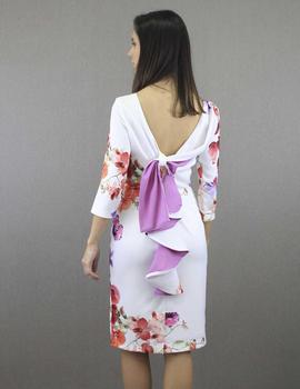 Vestido ICIAR - CANDELA estampado cenefa blanco