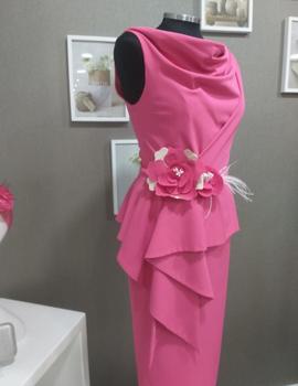 Vestido peplum s/m flor rosse