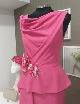 Vestido peplum s/m flor rosse