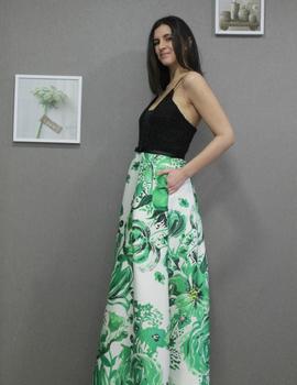 Vestido largo crepe en verde