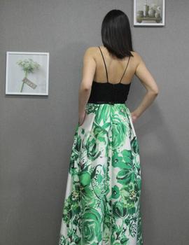 Vestido largo crepe en verde