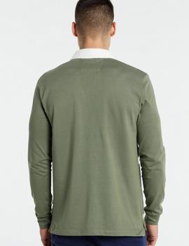 Polo manga larga BENDORFF raya verde para hombre