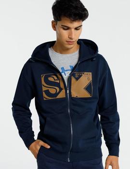 Sudadera SIX VALVES Cremallera con capucha marina