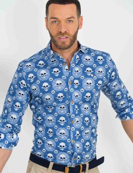 Camisa azul calaveras