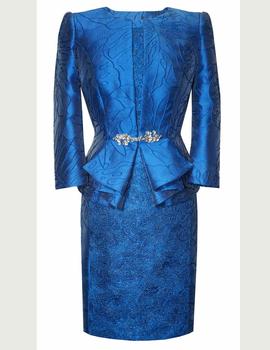 Conjunto vestido y abrigo en azul