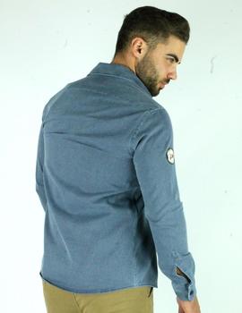 Sobrecamisa parches  LA VESPITA 5144 azul lavada para hombre