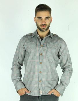 Camisa regular YELLOW SKIN 8277 cuadros gris para hombre