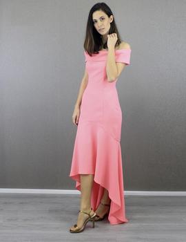 Vestido crepe coral