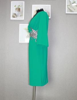 Vestido corto drapeado en verde
