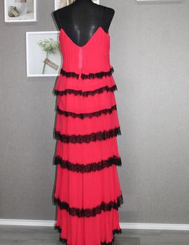 Vestido capas blonda fucsia