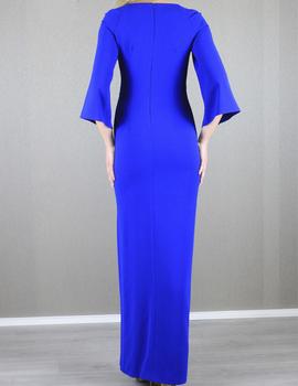 Vestido azul con escote cruzado