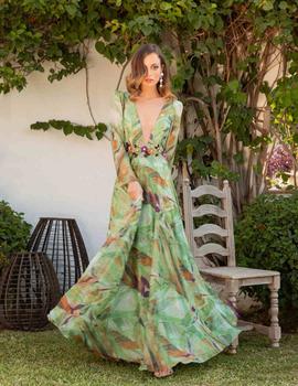 VESTIDO GASA ESTAMPADA VERDE