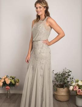 Vestido pedreria gris claro