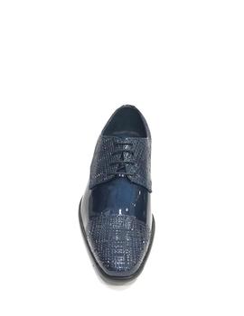 Zapato de charol N027 azul placado relieve para hombre.