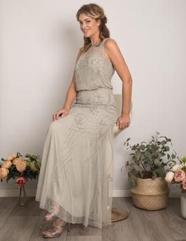 Vestido pedreria gris claro