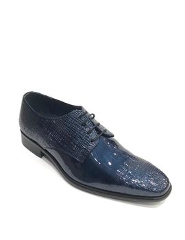 Zapato de charol DONATELLI 10944 azul placado escamas punta