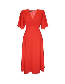 VESTIDO MANGAS CAPA ROJO