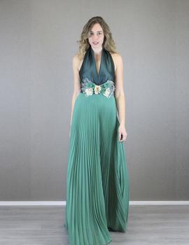 Vestido plisado verde