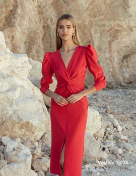 VESTIDO NUDO DRAPEADO ROJO