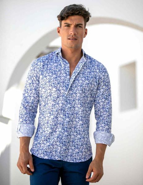 Camisa estampada Carlos Cordoba 62480 azul para hombre