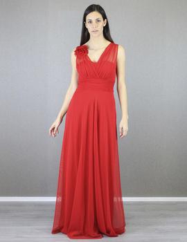 Vestido dos tirantes flor  rojo