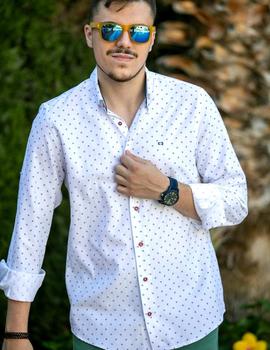 Criatura torpe nieve Camisa Carlos Cordoba 62539 blanca detalles para hombre